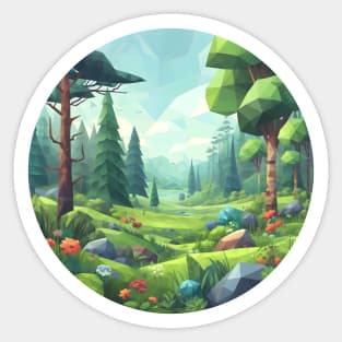 Low Poly Spring Forest Sticker